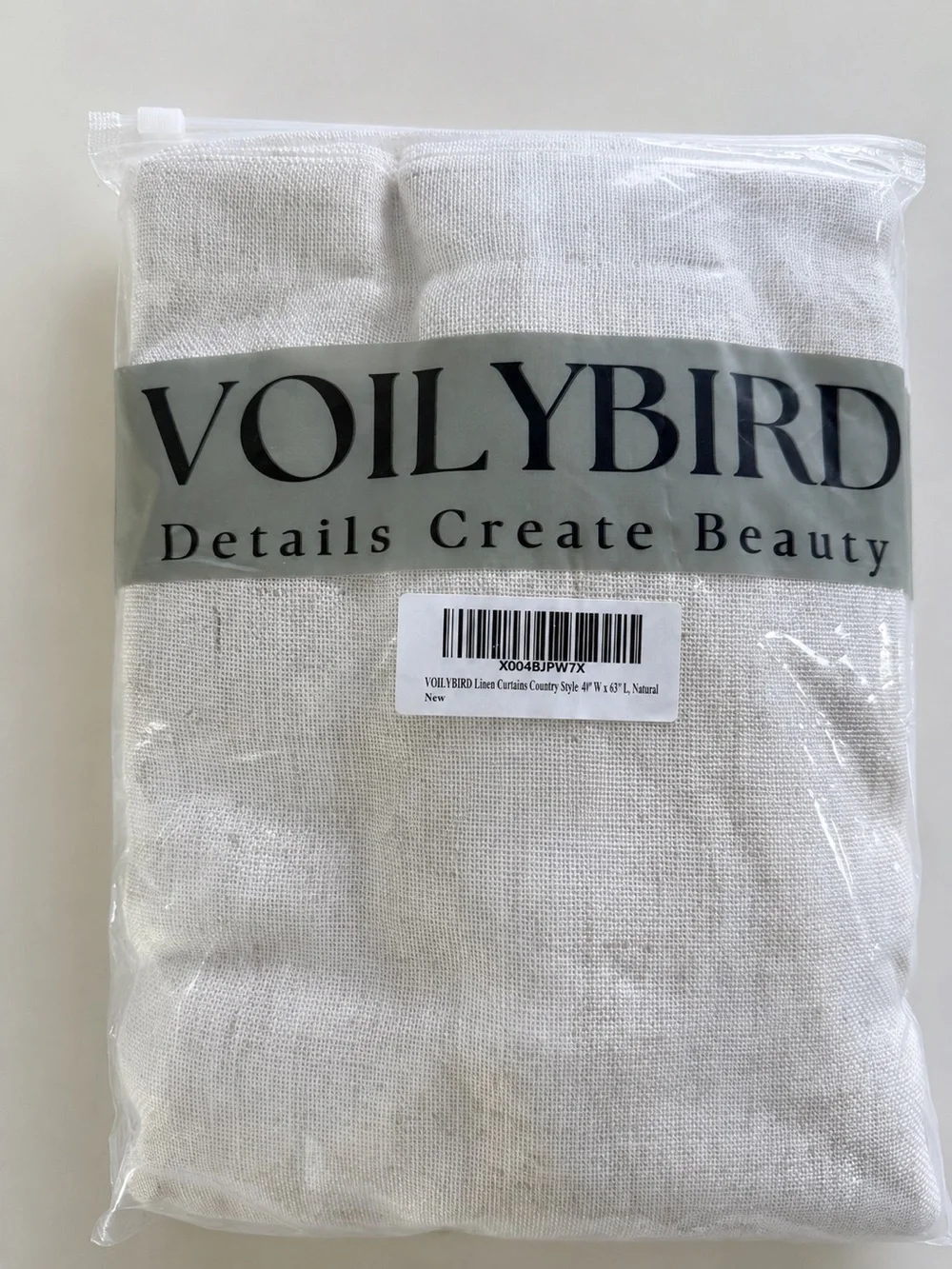 Natural Linen Curtain Panel - White